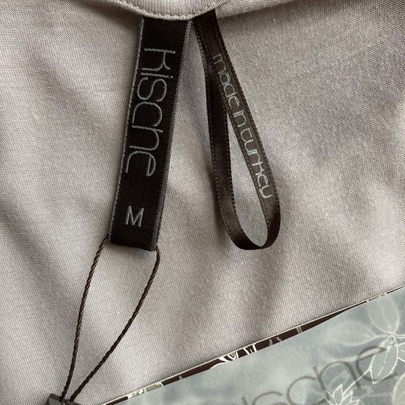 Kische Sleeveless Blouse Woman Sz M Jersey Top Sheer Ruffle High Low Mauve Gray - Picture 9 of 11